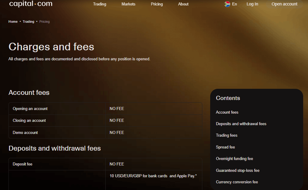 Capital.com Fees