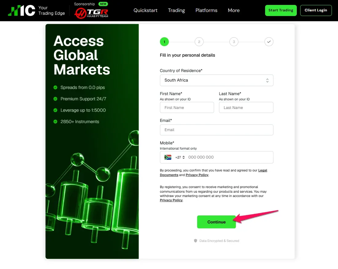 How to open an IC Markets Account step 2