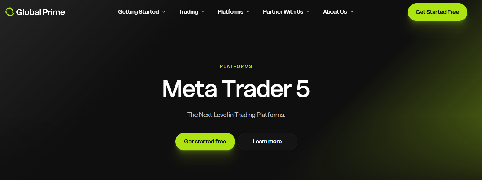 Global Prime MetaTrader 5 platform with multi-asset CFD access