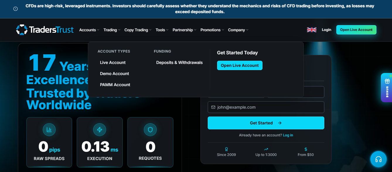 Traders Trust Forex Welcome Bonuses