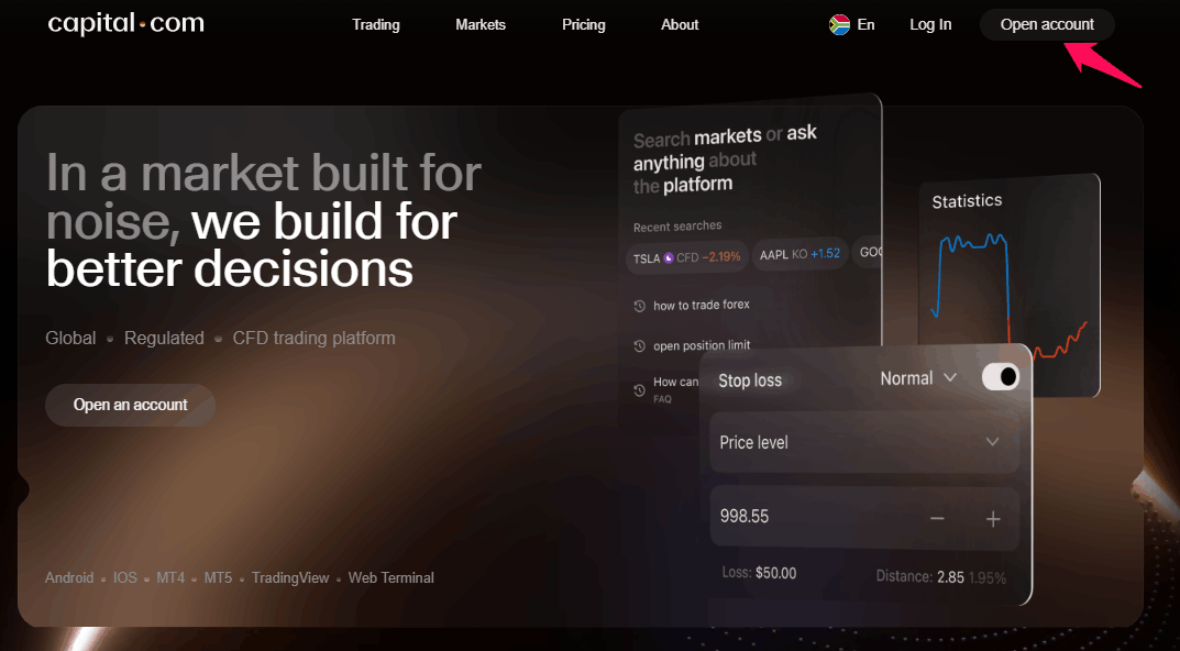 Capital.com - Open an account - Step 1 - Sign up