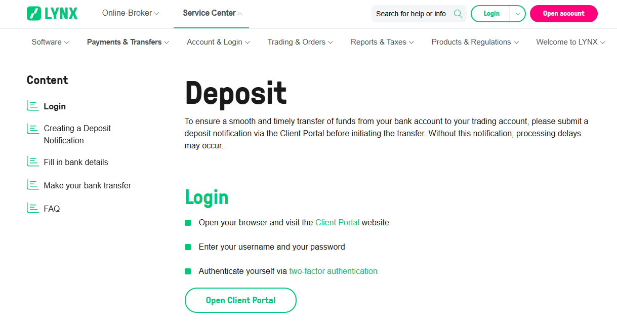 LYNX Deposit and Withdrawal