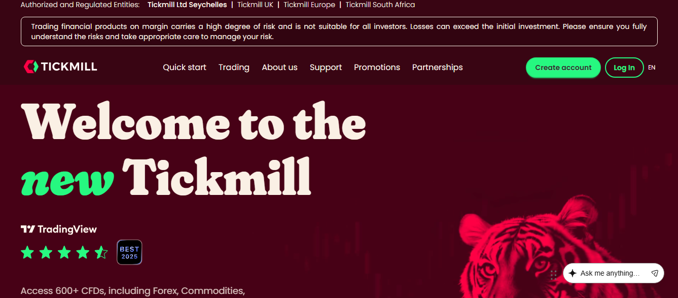 Tickmill Best Brokers for Commodity Trading