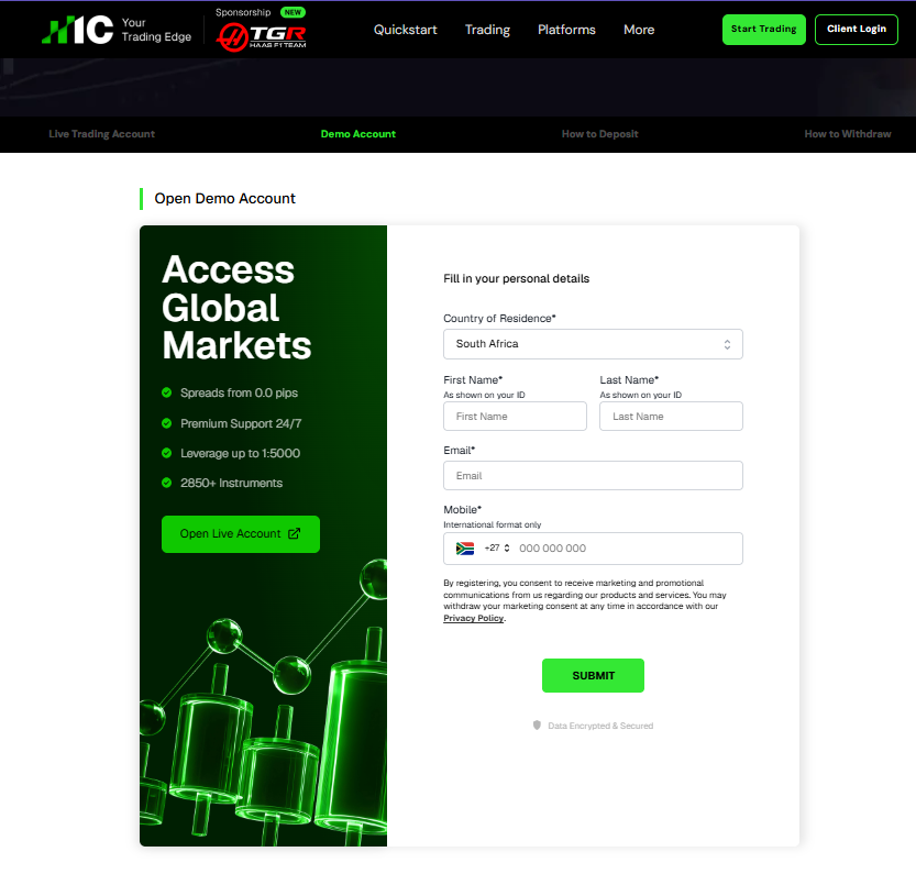 How to set up an IC Markets Demo Account&nbsp; step 2
