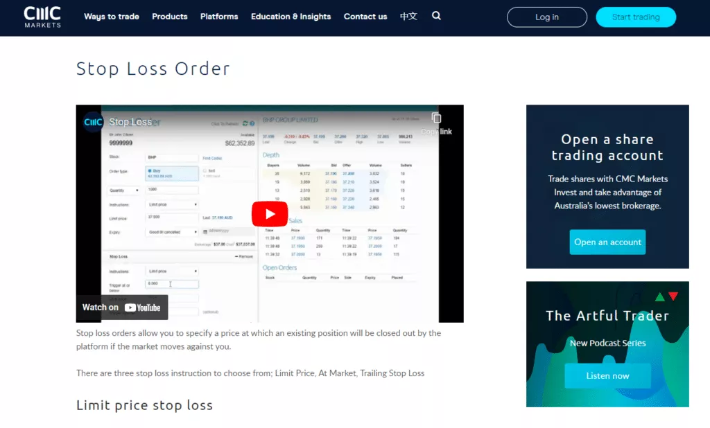CMC Markets Guaranteed Stop Loss Order