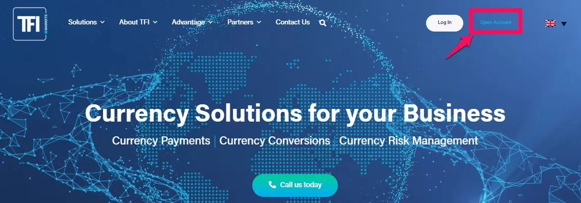 How to open a TFI Markets Account step 1
