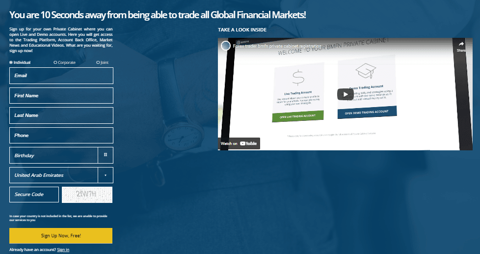 How to Open a BMFN Account Step 2