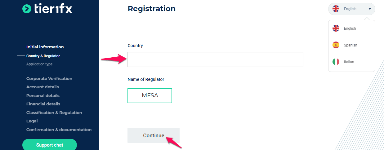 How to open a Tier1FX account step 3