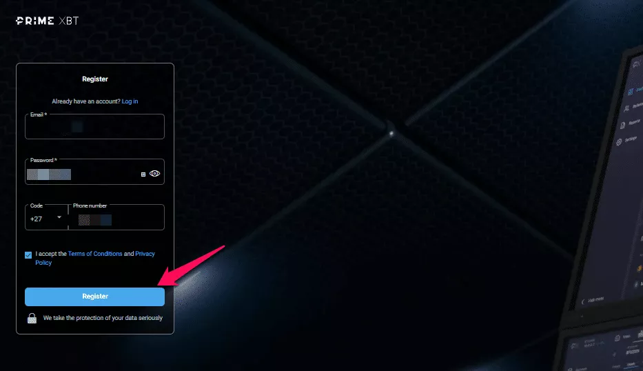 How to set up a Prime XBT&nbsp;Demo Account &ndash; Step by Step step 2