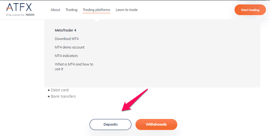 How to make an ATFX Minimum Deposit step 2