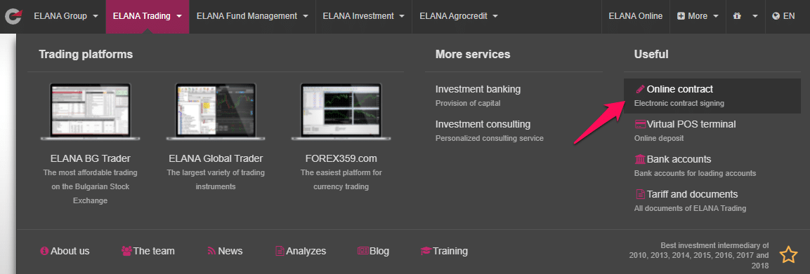 How to open an Elana Trading account step 1