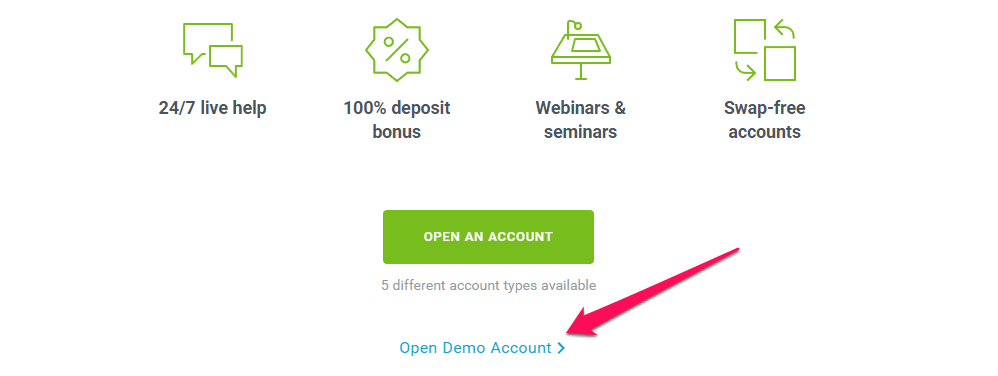 Forex4you Demo account step 1