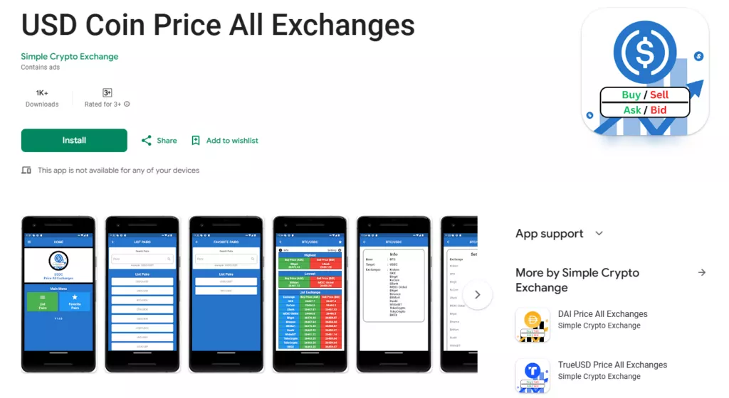 USD Coin mobile app