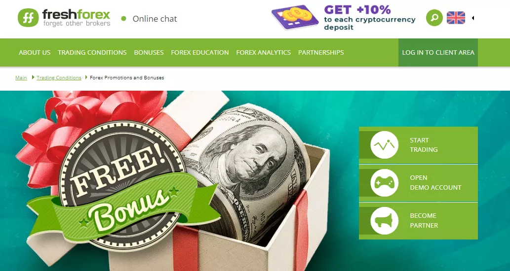 FreshForex Sign-up Bonus