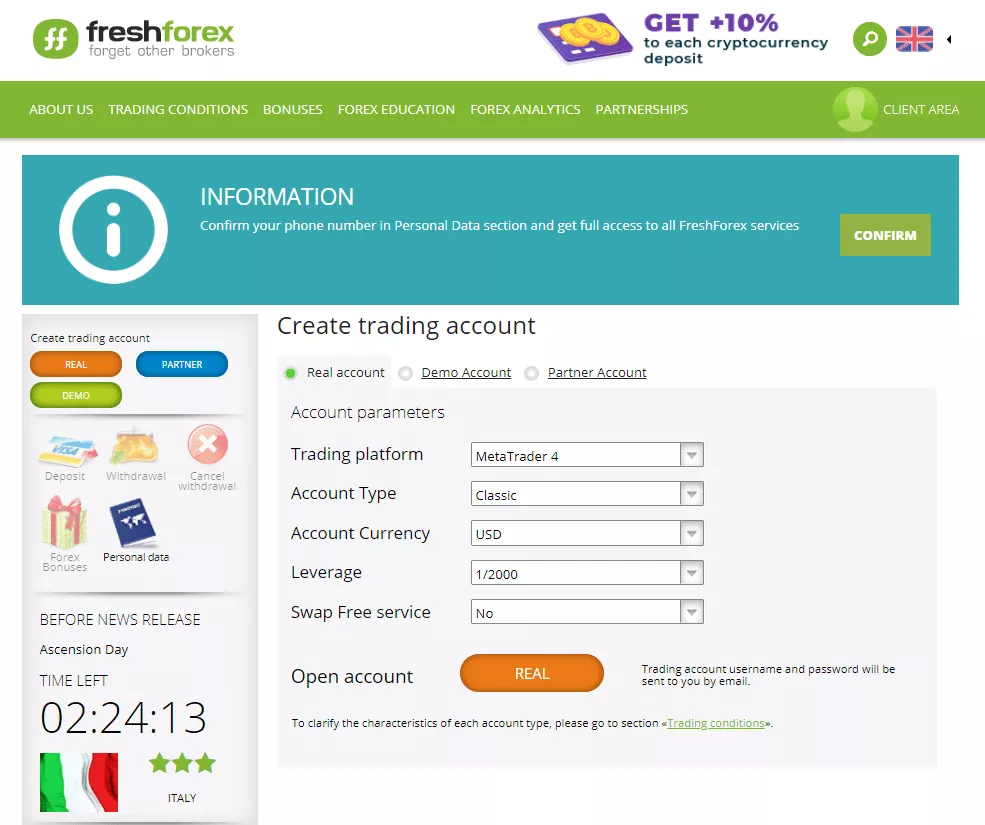 How to set up a freshforex Demo Account &ndash; Step by Step step 3