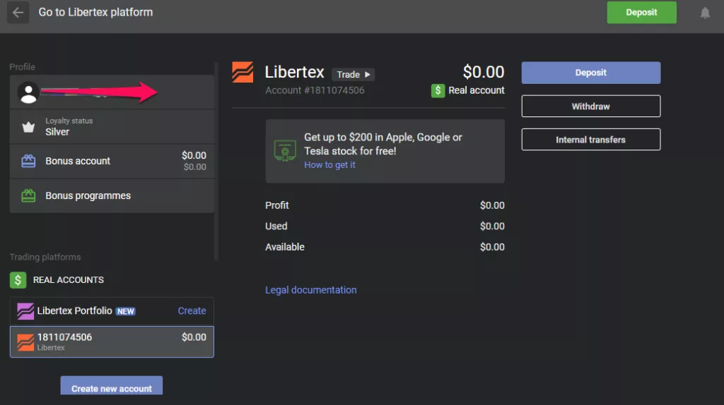How to open a Libertex trading account step 3