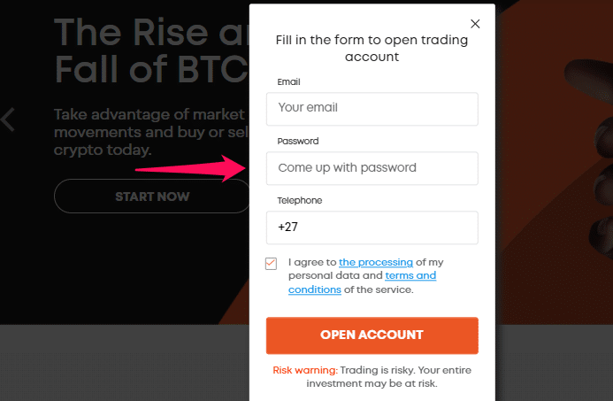 How to open a Libertex trading account step 2