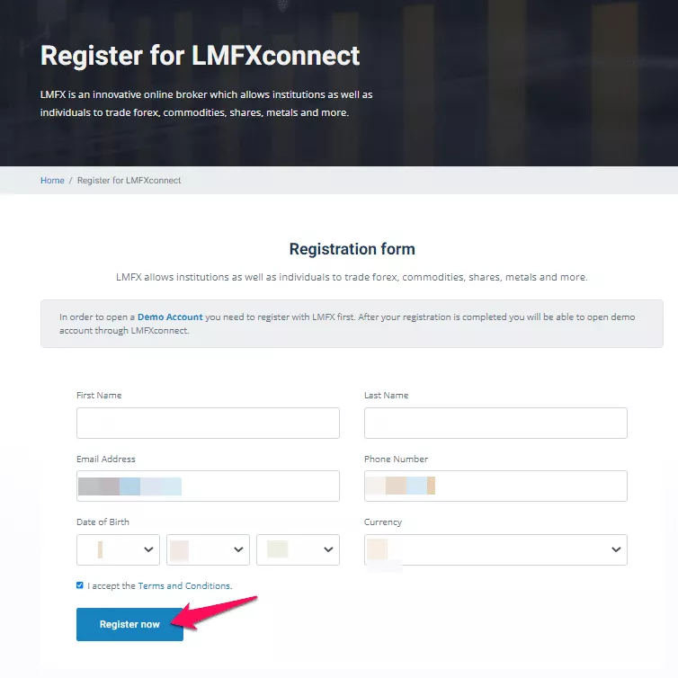 How to set up an LMFX Demo Account &ndash; Step by Step step 2