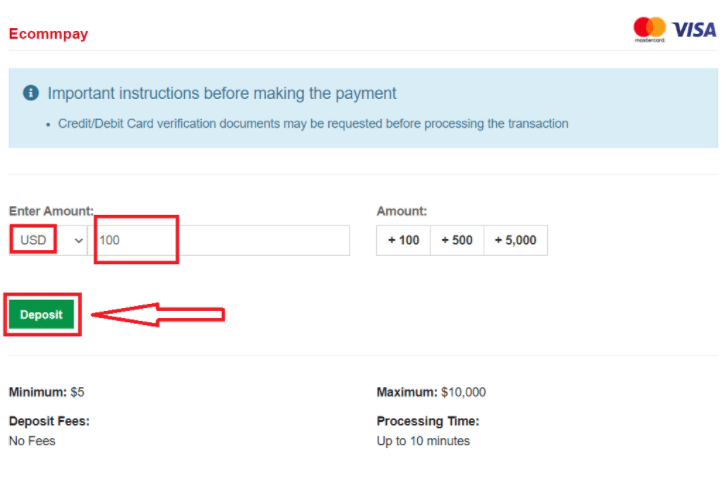 How to make an HFM Minimum Deposit step 6