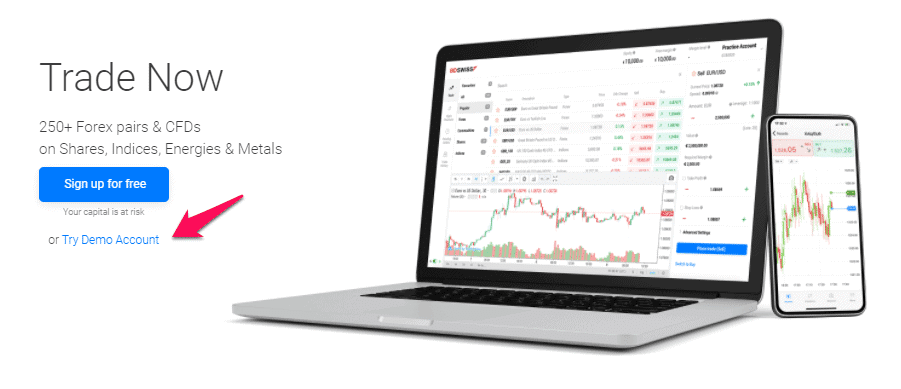 Step 1 - Go to the BDSwiss website and select "Try Demo account"