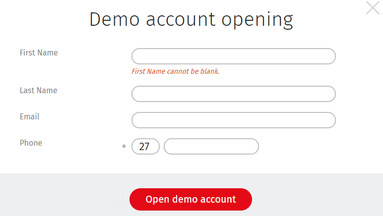 FIBO Group demo account registration form