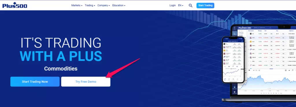 How to Open a Plus 500 Demo Account step 1