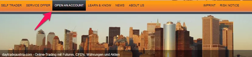 How to open a Daytradeaustria.com account step 1