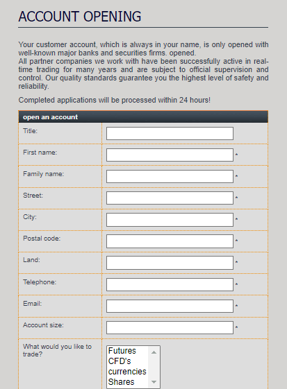 How to open a Daytradeaustria.com account step 2