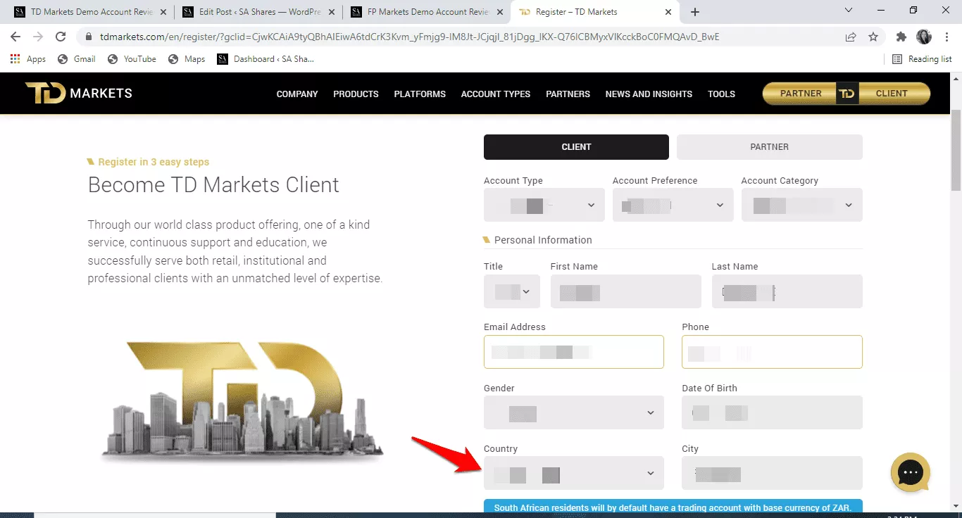 How to set up a TD Markets Demo Account &ndash; Step by Step step 2