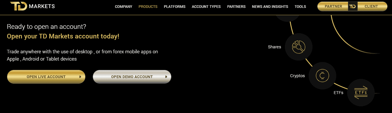 How to set up a TD Markets Demo Account &ndash; Step by Step step 1