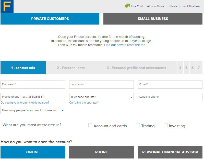 How to set up an Fineco Bank Trading Account - Step 2