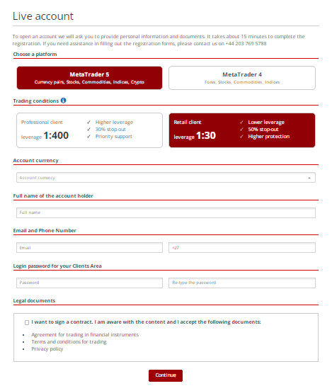 Benchmark Finance Create an account