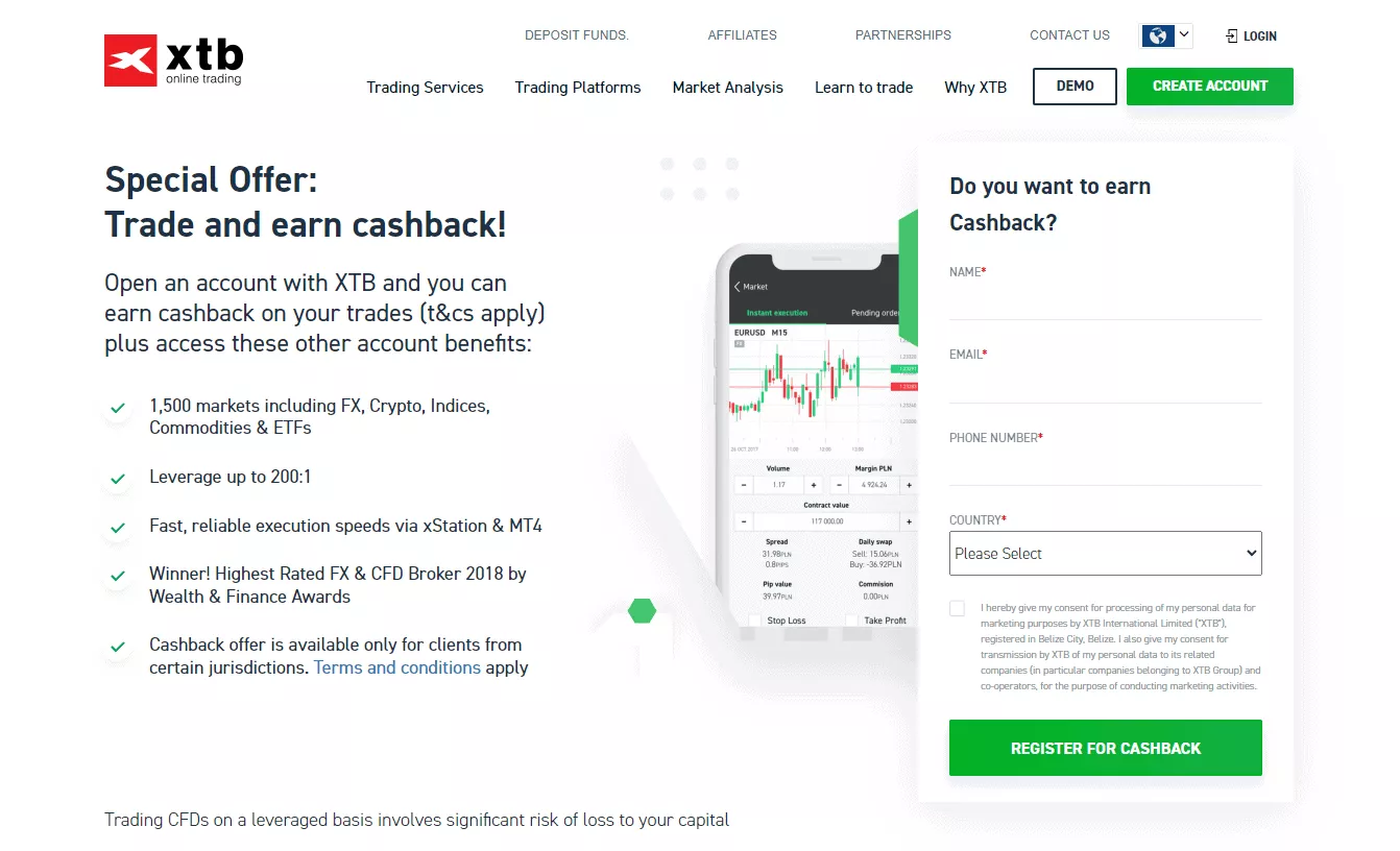 XTB Cash Back Program