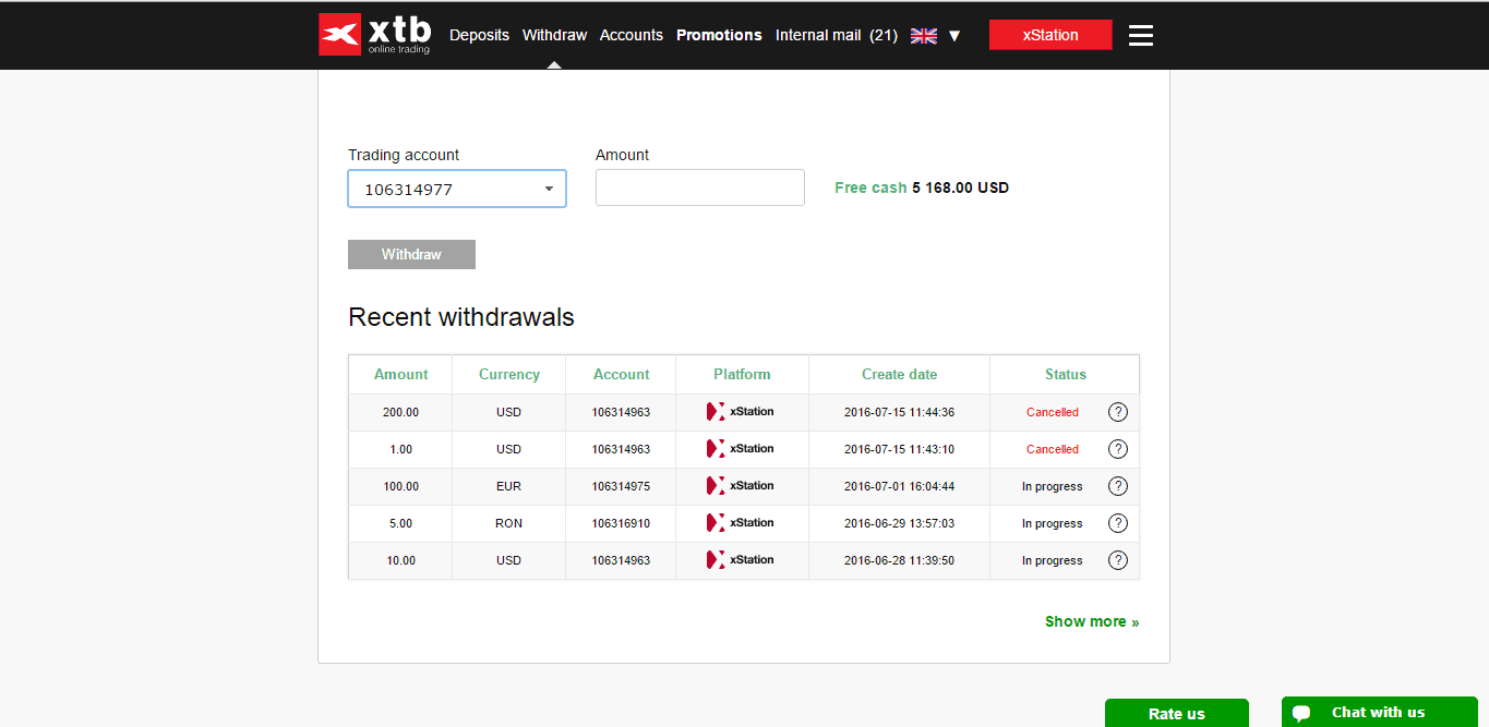 XTB Withdrawal 1