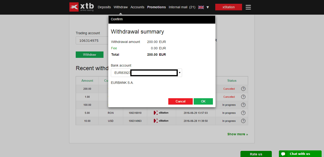 XTB Withdrawal 2