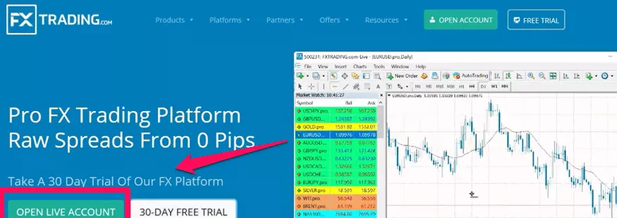 How to open a FXTrading.com account step 1 