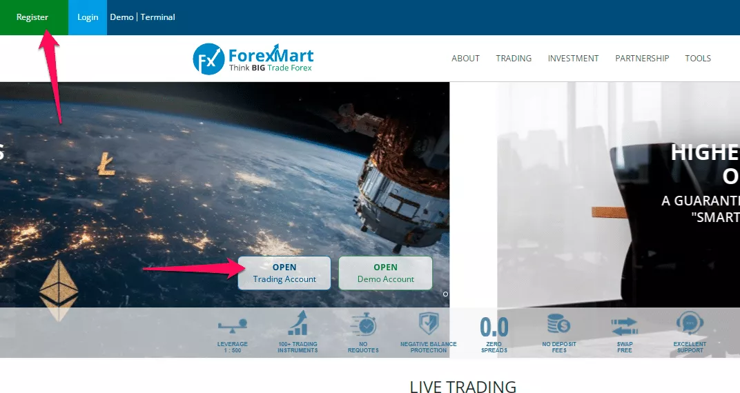 ForexMart Opening an account