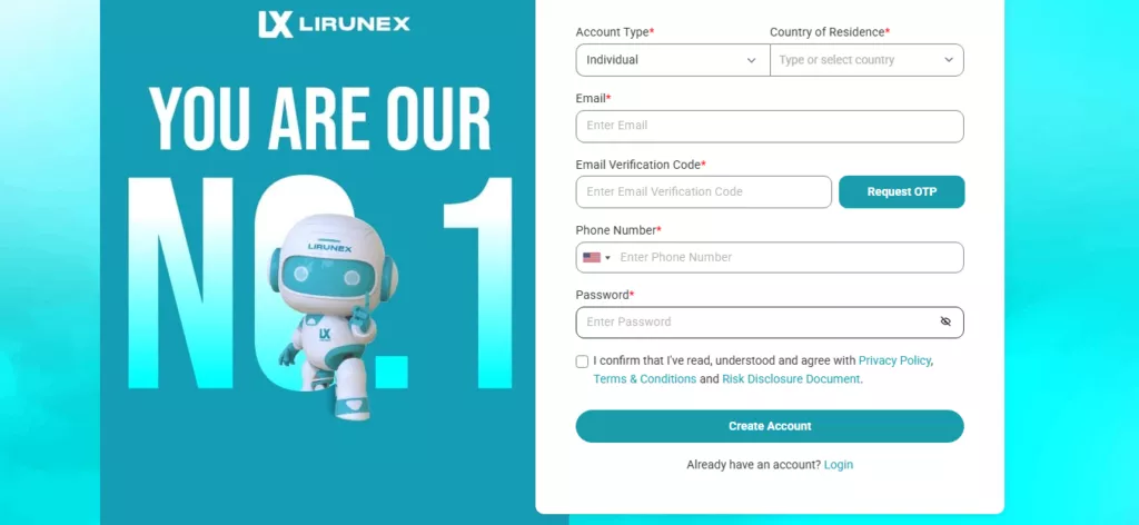 Lirunex Account Steps