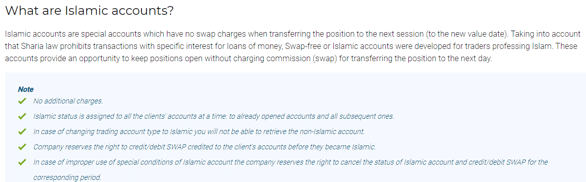 IFC markets islamic account features