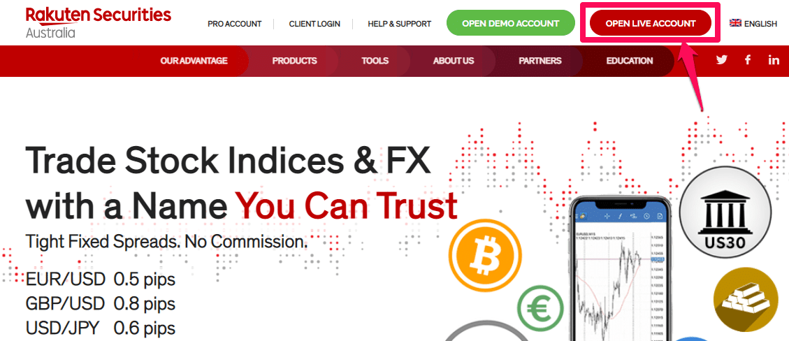 Rakuten Securities Account Opening Step 1