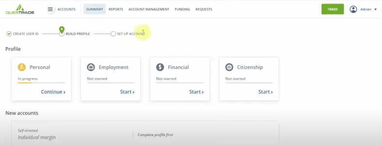 How to open a Questrade Trading Account Step 4