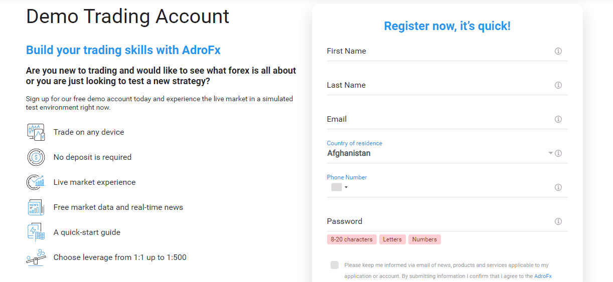 AdroFx Demo Account AdroFx Demo Account