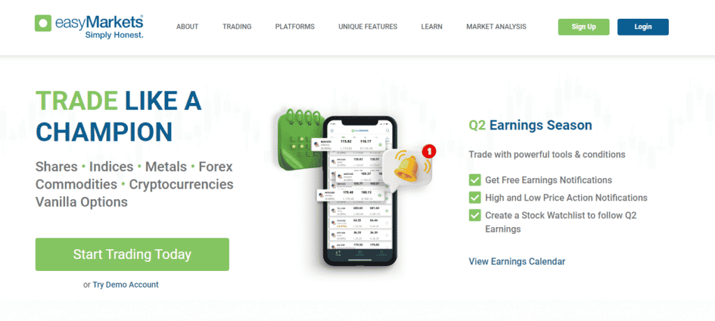 EasyMarkets Landing Page