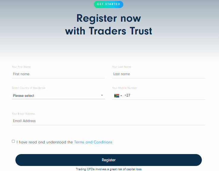 How to Sign up for a Traders Trust Trading Account Step 2