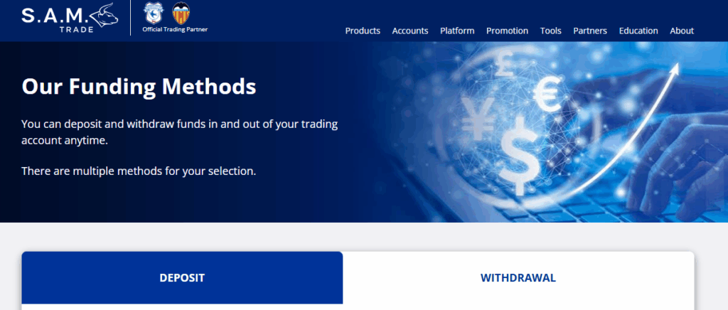 Samtrade FX Deposit and Withdrawal