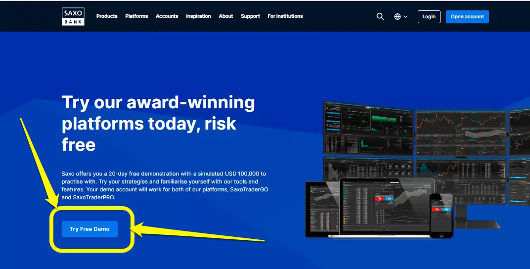 Saxo Bank Demo account registration