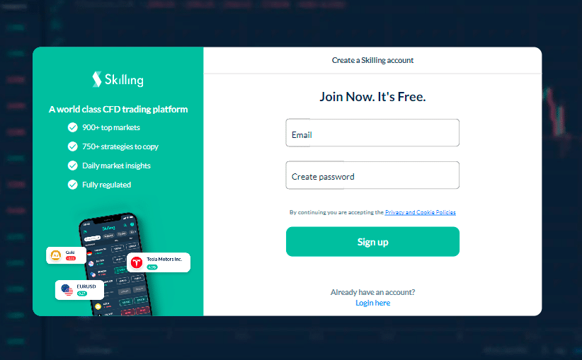 Skilling Sign Up details