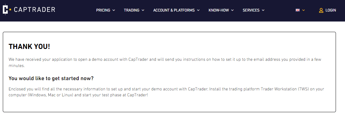 How to open a CapTRADER account step by step step 2