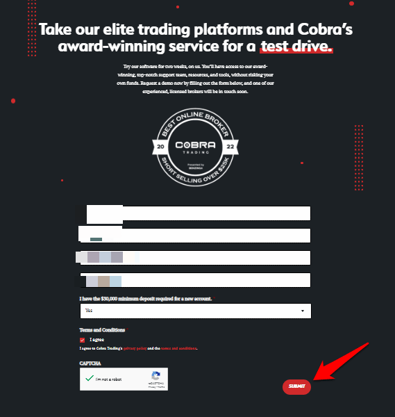 How to open a COBRA TRADING Demo account step by step step 2