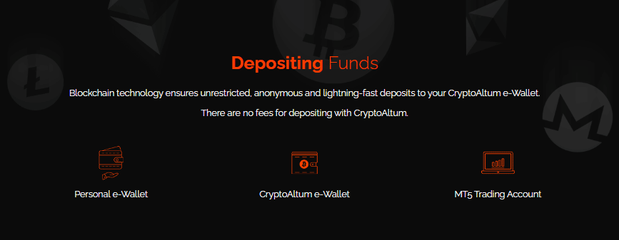 CryptoAltum Deposit and Withdrawal